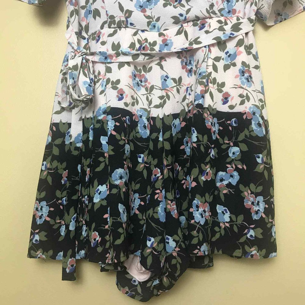 TRIXXI Romper Womens Medium Floral Color‎ Block Pink Surplice V Neckline Kimono - Picture 6 of 13
